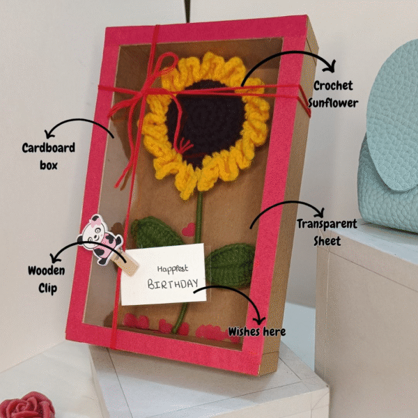 🌻 Crochet Sunflower Gift Box with Wishes Card