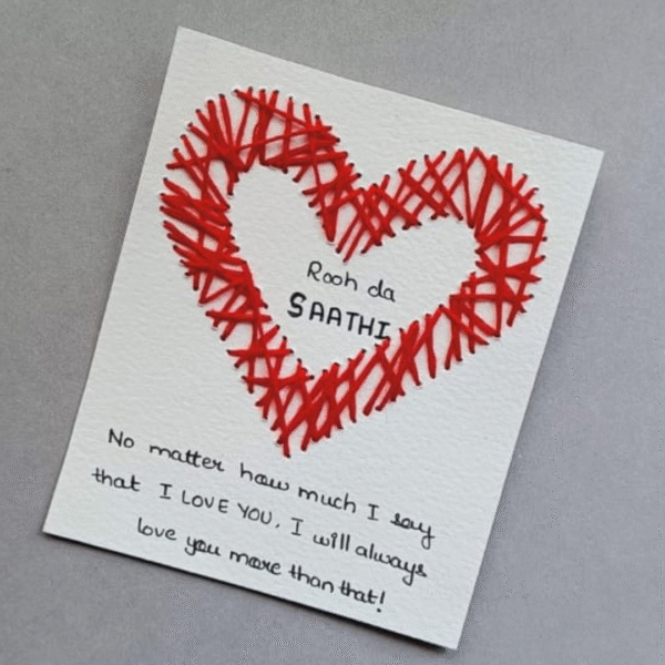 Handmade Heart Card – “Rooh da Saathi” (Soulmate Love Greeting)