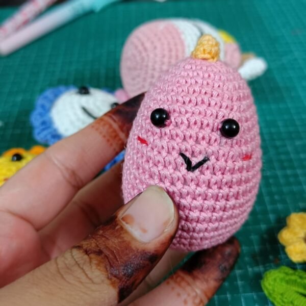 🦕 Crochet Pink Dino Keychain