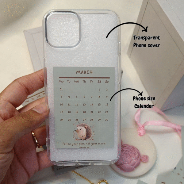 Minimal Transparent Phone Cover with Phone-Sized Calendar Insert 📅✨