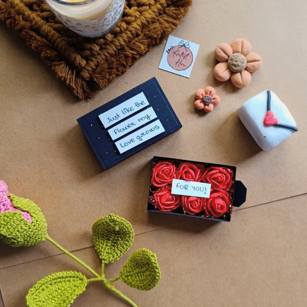 Handmade Matchbox Card – “My Love Grows Like a Flower”