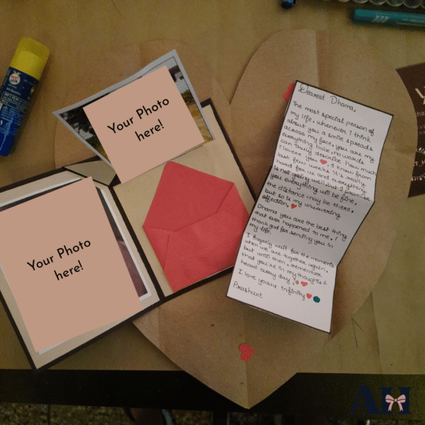 Handmade Heartfold Love Letter & Photo Memory Card