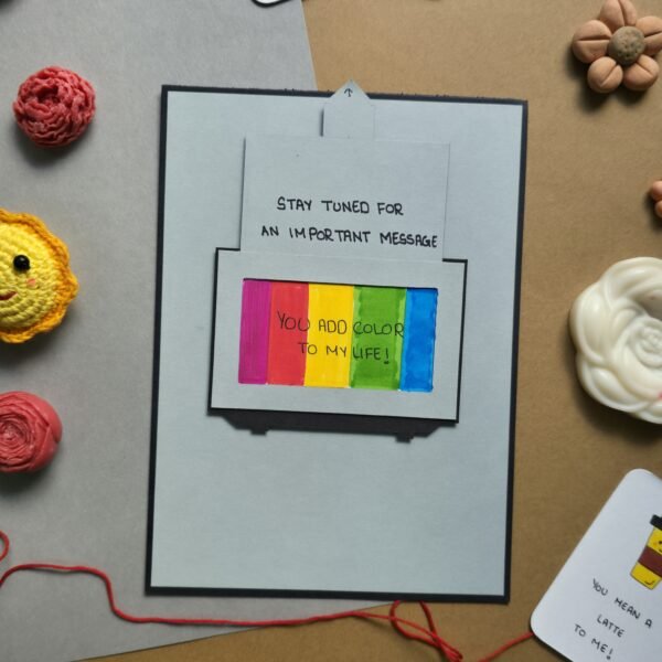 Handmade TV Reveal Pull-Tab Card | Interactive Message Card for Loved Ones