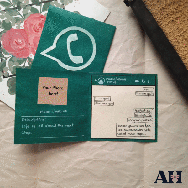 Handmade WhatsApp Message Card | Personalized Chat-Themed Greeting Card with Photo Slot