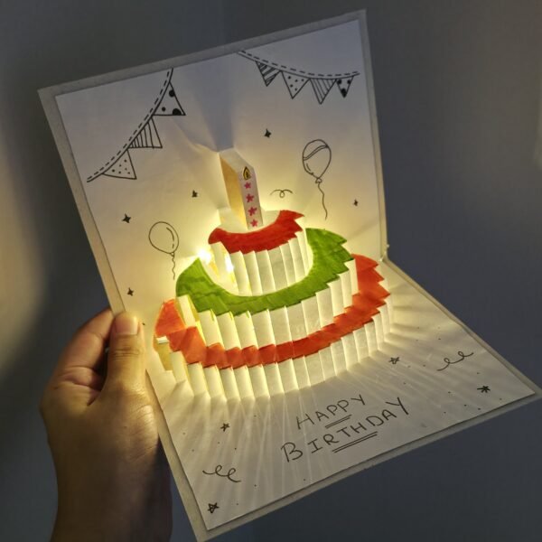 3D Handmade Pop-Up Birthday Card with Light